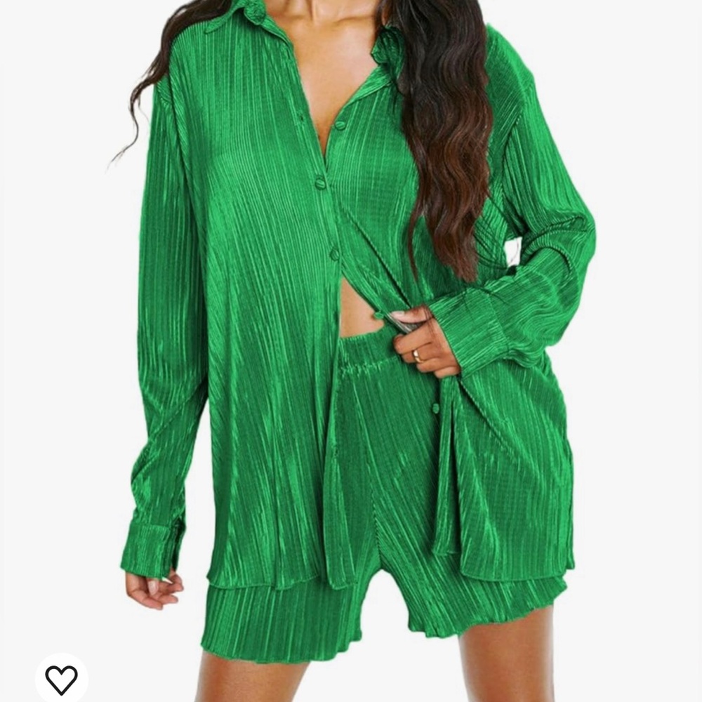 Women green 2 piece y2k set